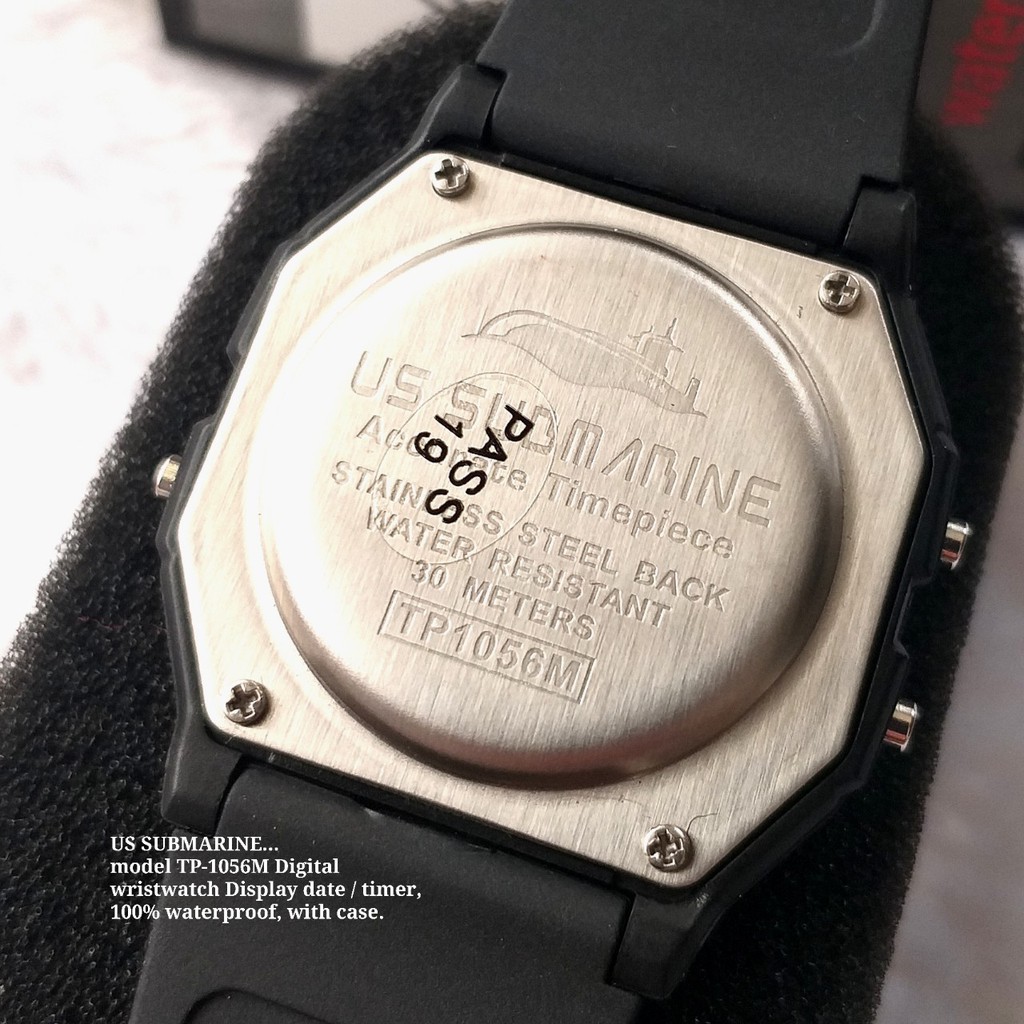 US SUBMARINE รุ่น TP-1056M นาฬิกาข้อมือระบบดิจิตอล แสดงวันที่/จับเวลา กันน้ำ100% พร้อมกล่อง ร้านTN-WATCH1281