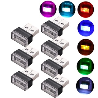 โคมไฟ LED USB ขนาดเล็ก 7 สี สําหรับตกแต่งภายในรถยนต์ PC