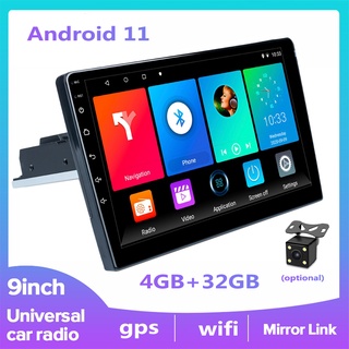 เครื่องเล่นมัลติมีเดียรถยนต์ วิทยุสเตอริโอ 1 DIN Android 11 (4GB+32GB) หน้าจอสัมผัส 9 นิ้ว ปรับได้