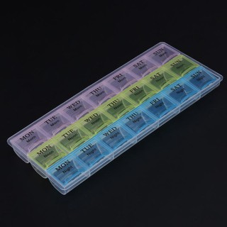 กล่องใส่ยา กล่องใส่ยาพกพา กล่องใส่ยา 7 วัน 21 ช่อง ตลับยา ตลับยาพกพา WEEKLY PILL ORGANIZER PILL BOX T0901