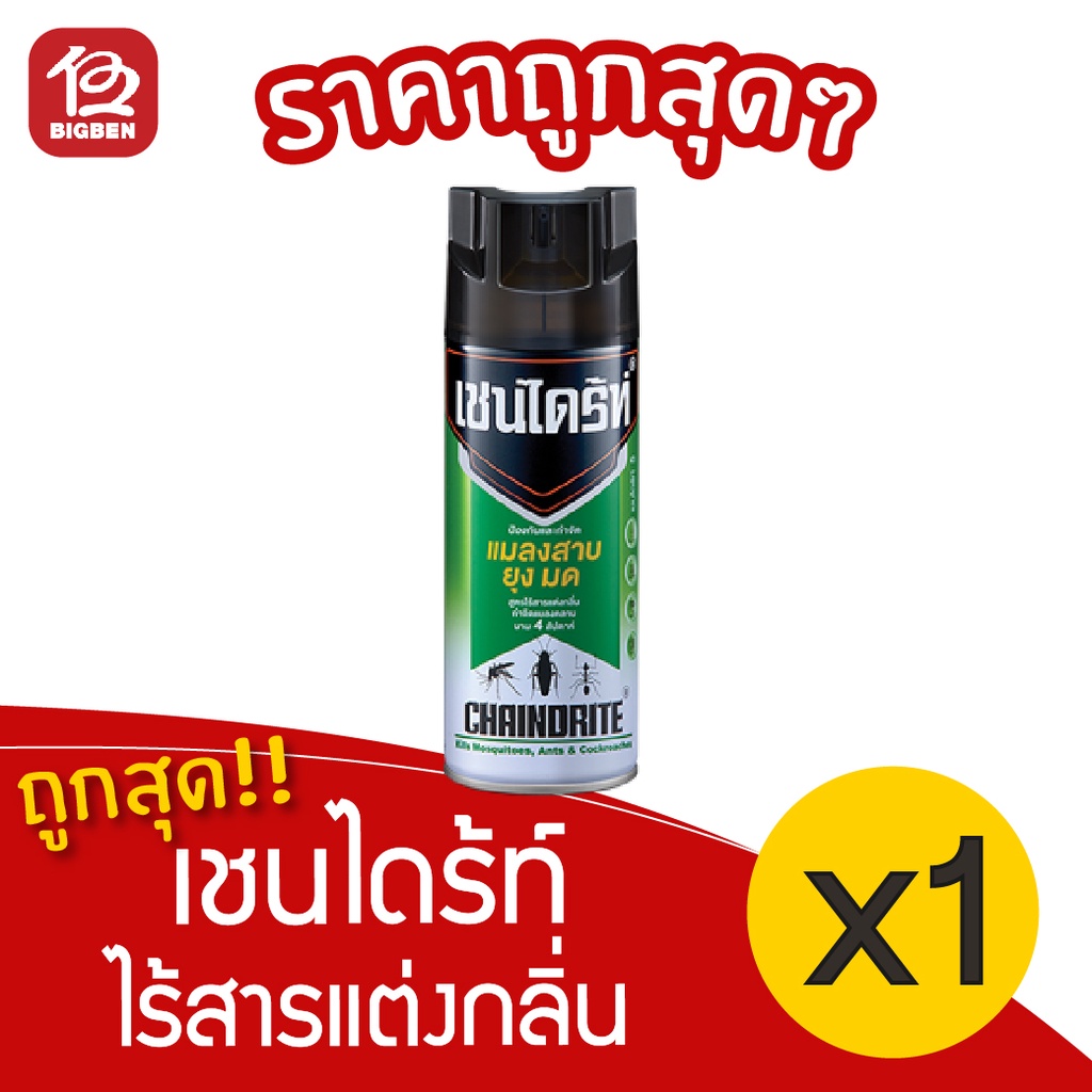 [1 ขวด] เชนไดร้ท์ สูตรไร้สารแต่งกลิ่น สีเขียว 300 มล. ผลิตภัณฑ์ป้องกันและกำจัดแมลง