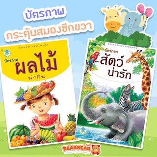 แฟลชการ์ด Flash card สัตว์น่ารัก ผลไม้น่ากิน 32 ใบ ราคาต่อหมวด พร้อมคำกลอนให้เด็กจดจำได้ง่าย สนพ โลกหนังสือ