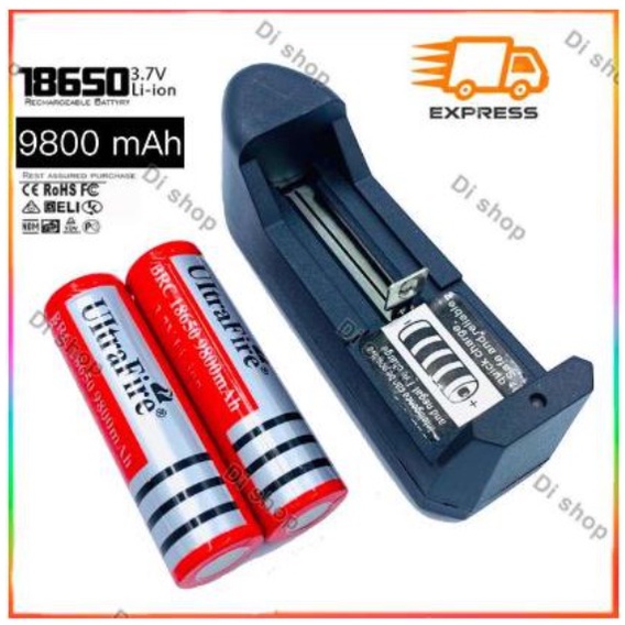 ที่ชาร์จถ่าน+ถ่านชาร์จ 18650 3.7V 6800 mAh 2 ก้อน สีดำ รุ่น SPZ024