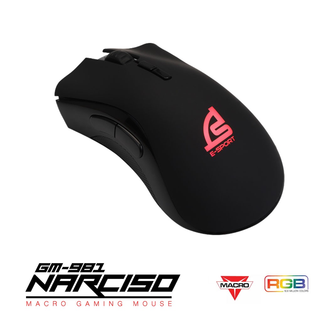 SIGNO E-Sport NARCISO Macro Gaming Mouse รุ่น GM-981 (Black) (เกมส์มิ่ง เมาส์) USB