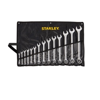 STANLEY ชุดประแจแหวนข้าง ปากตาย 14 ชิ้น -ซองผ้าสีดำ STMT80946-8 สีโครเมี่ยม