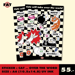 sticker fatclub สติ๊กเกอร์ CAT..OVER ตกแต่งโน๊ต เฟรมการ์ด diy
