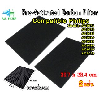 2แผ่น 284x367x3mm. Activated carbon filter สำหรับเปลี่ยนกรองคาร์บอนของ Philips รุ่น AC4014 AC4072 AC4074 AC4083 AC4084