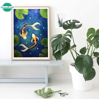 ภาพจิตรกรรม 5D Diy รูปปลาคาร์พ, ดอกบัว, ดอกบัว, เพชร Diy สําหรับตกแต่งบ้าน 30X40 ซม.