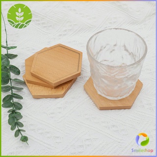 Smileshop แผ่นรองแก้วไม้ไผ่ ที่รองแก้วกาแฟ แผ่นรองโต๊ะกันร้อน ที่รองแก้วชา bamboo coaster