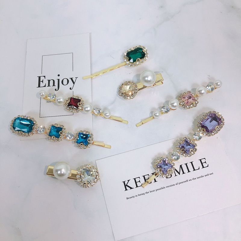 ชุดกิ๊บติดผม Rhinestone ย้อนยุคสีมรกตที่เรียบง่ายและสวยงาม, คลิปหนีบผมด้านข้างที่หักด้วยแสงหรูหราทั้งหมด, คลิปด้านบน, คลิปคำเดียว