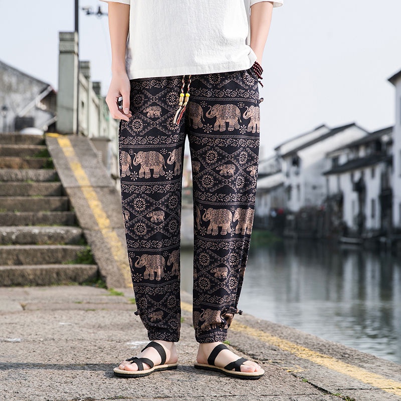 Thai Elephant Pants Men S Loose Chinese Style Men S Pants Thai Ethnic Style Burmese Clothing 8349