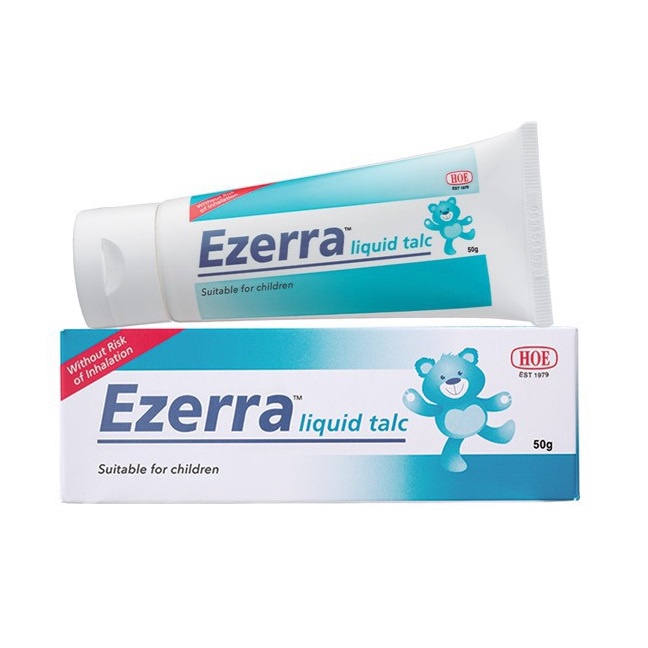 Ezerra Liquid Talc อีเซอร์ร่า แป้งน้ำ สูตรสำหรับเด็ก บำรุงผิว ลดความอับชื้น ผดผื่น ขนาด 50 กรัม 2067