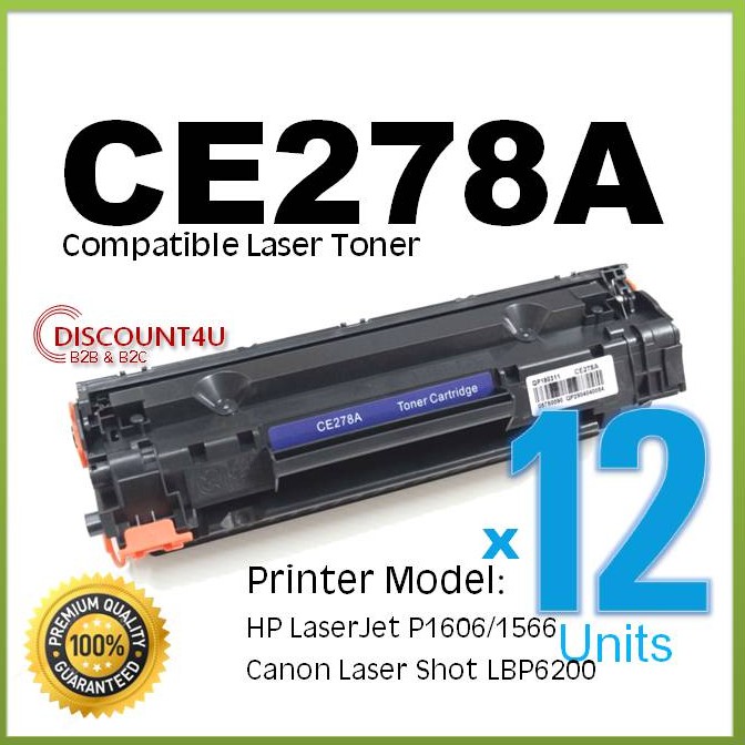 Discount4U **Pack12**Toner รุ่น CE278A 278 78A 78 For HP LaserJet Pro P1560/P1566/P1600 /P1606dn/M15