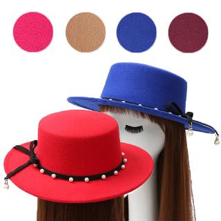 French Jazz Hat Lady Personalized Pearl Faux Wool Felt Hat