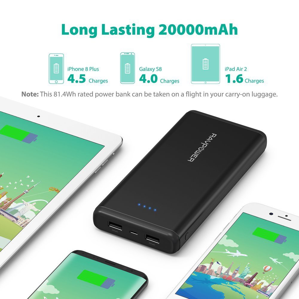 Power Bank RAVPower Element series 20,000 mAh portable charger Dual