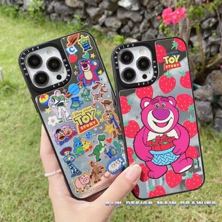 เคสโทรศัพท์มือถืออะคริลิคแข็ง แบบหนา กันกระแทก ลายหมีสตรอเบอร์รี่น่ารัก สําหรับ iPhone 13 12 11 Pro MAX IX XS MAX XR