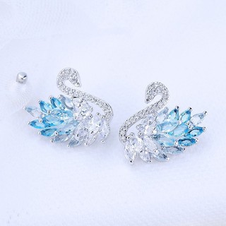 Miss Earring ต่างหูแป้น FACET SWAN LIGHE BLUE