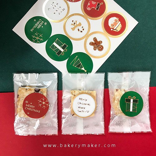 X'mas สติ๊กเกอร์พิมพ์ทอง คละ 9 แบบ 36 ดวง ขนาด 4 ซม.