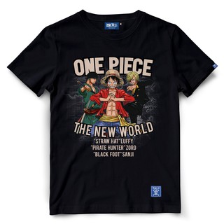 เสื้อยืดอินเทรนด์ผู้ชายอินเทรนด์ผู้หญิงเสื้อยืดวันพีช One Piece 1029-BK LUFFY+ZORO+SANJI สีดำS-3XL