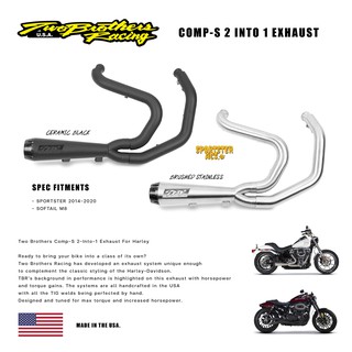 **ฟรีส่งผ่อน0%** TBR Comp-S 2into1 Exhaust สำหรับ Sportster และ Softail M8