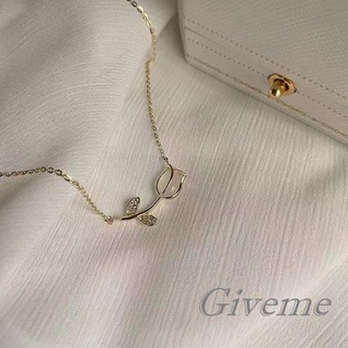 Giveme- สร้อยคอโซ่ จี้ดอกทิวลิป หรูหรา ระดับไฮเอนด์ ของขวัญวันเกิด สําหรับผู้หญิง