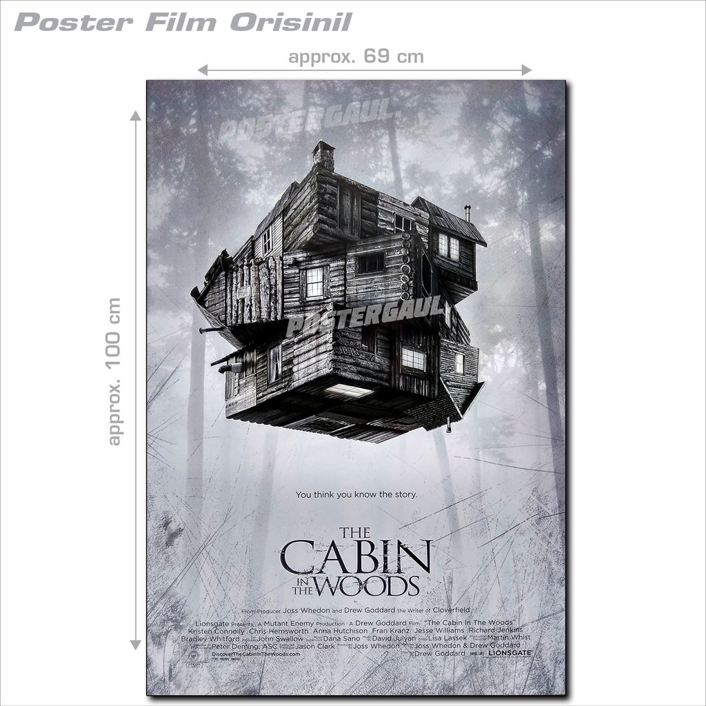 CABIN IN THE WOODS Film Poster - แผ่นเดียวอินโดนีเซียดั้งเดิม ขนาด 69 x 100 ซม.