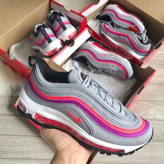 grey and pink air max 97