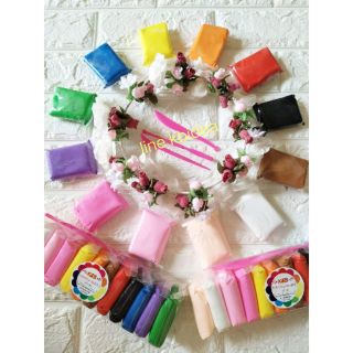 (ซื้อ1แถม1)ดินเกาหลี/ แห้งเองได้12สีฟรีไม้ปั้น