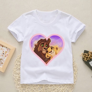 เสื้อยืดแขนสั้นลําลอง พิมพ์ลาย The Lion King แฟชั่นฤดูร้อน สําหรับเด็กผู้ชาย และเด็กผู้หญิง 3-13 ปี 2022