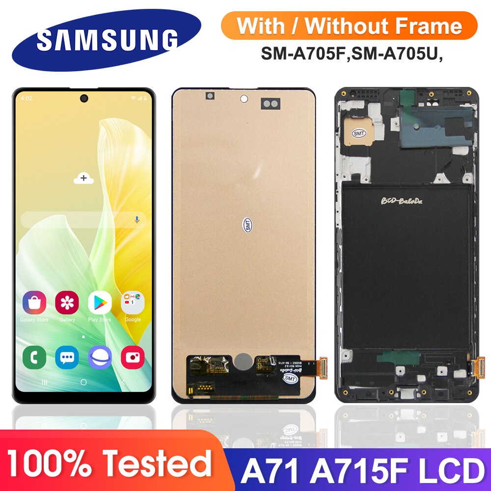 6.7 & 39;& 39; A71 กรอบสําหรับ Samsung Galaxy A71 A715 A715F/DS A715F/DSSN SM-A715F/DSM จอแสดงผล Lcd
