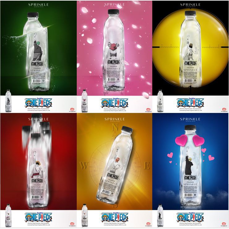 💥ขวดเปล่า ไม่มีน้ำ💥Sprinkle x One Piece Limited  น้ำดื่ม สปริงเคิล วันพีซ Zoro Chopper Usopp Luffy N
