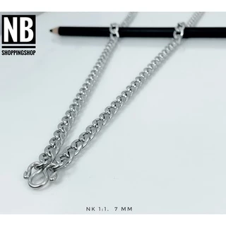 S-647 สร้อยคอสแตนเลส ลายแบนเรียบNK กว้าง7mm สร้อยแฟชั่น Hiphop สร้อยพระ ไม่ลอกไม่ดำ 100% ใส่อาบน้ำได้ สร้อยคอnecklace