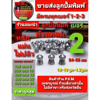 ลูกเบอร์ 2 สำหรับฝึกซ้อมกีฬา รุ่นหัวแหลม 5.5มม หนัก18.6เกรน ใช้ได้ทุกลำกล้อง ลำทองเหลือง กาโม หนัก แม่นไม่ปลิว