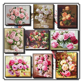 40*50cm DIY ภาพวาดสีน้ำมัน ภาพระบายสีตามตัวเลข Paint By Numbers  flower on table C