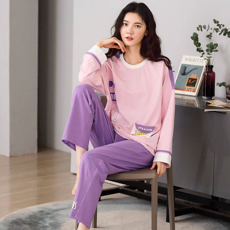 ชุดนอน ชุดนอนด้าย New Style 100 Cotton Pajamas Womens Long Sleeved