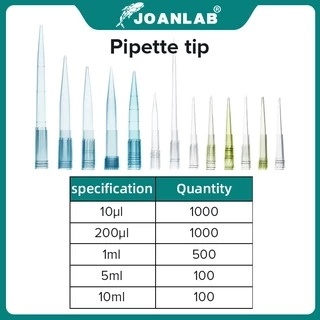 Joanlab เคล็ดลับปิเปตห้องปฏิบัติการ 10ul 200ul 1ml 5ml 10ml ปลายปิเปตพลาสติกแบบใช้แล้วทิ้ง อุปกรณ์ห้องปฏิบัติการเคมี