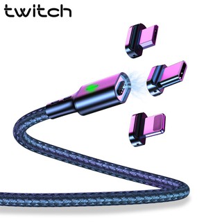 Twitch สาย USB แม่เหล็ก Micro USB 3 แอมป์ สำหรับ iPhone Samsung LED ขนาด 0.5 เมตร 1 เมตร 2 เมตร สีดำ สีเทา สีฟ้า สีไวน์แดง