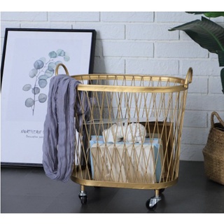 ตะกร้าผ้าเหล็ก ตะกร้าผ้าสุดหรู 8.5*28.0*55.0cm. ตะกร้าโลหะNordic Wrought Iron Clothes Storage Basket