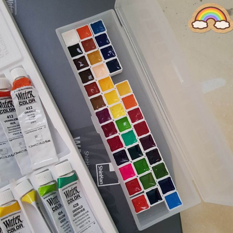 สีน้ำshinhan  30 สี + สีน้ำwinsor & newton 9สี รวม 39 สี!! แบ่งใส่ฮาฟแพน 0.6ml.