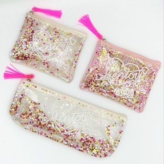 กระเป๋าใส่เหรียญ กระเป๋าเครื่องเขียน กลิ๊ตเตอร์ Bentoy Coin purse transparent glitter cute pouch mini bag