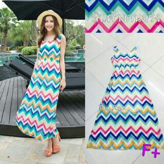 Maxidress สีสดใสพร้อมส่งค่า ส่งฟรีคะ