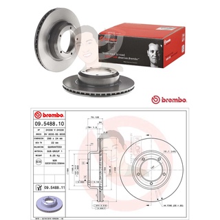 09 5488 11 จานเบรค ล้อ F (ยี่ห้อ BREMBO) รุ่น Std LAND ROVER Discovery I,Defender ปี1990