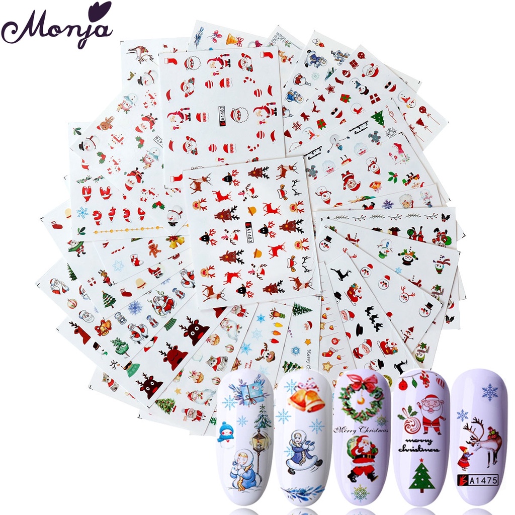 Monja สติ๊กเกอร์ตกแต่งเล็บลายเกล็ดหิมะคริสต์มาส 24 ชิ้น