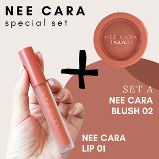 โปรโมชั่นสุดคุ้ม Nee Cara Velvet Matte Lip01 Glaze + Nee Cara Velvet Blush 02