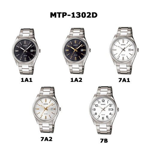 Casio นาฬิกาข้อมือผู้ชาย สายสแตนเลส รุ่น MTP-1302D,MTP-1302D-1A1,MTP-1302D-1A2,MTP-1302D-7A1,MTP-130