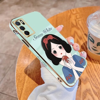 เคส Oppo A16 A16k A16e A15 A15s A94 Reno 5F A54 A95 A55 4G A74 5G เคสโทรศัพท์มือถือ TPU นิ่ม ขอบสี่เหลี่ยม ลายการ์ตูนเด็กผู้หญิงหิมะ น่ารัก หรูหรา