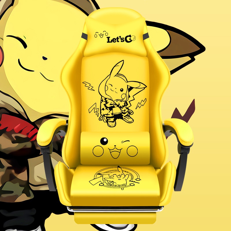NEW Cartoon Pikachu Wcg Gaming Chair Anchor Armchair Ergonomic Computer Chair Function Adjustable with Footrest