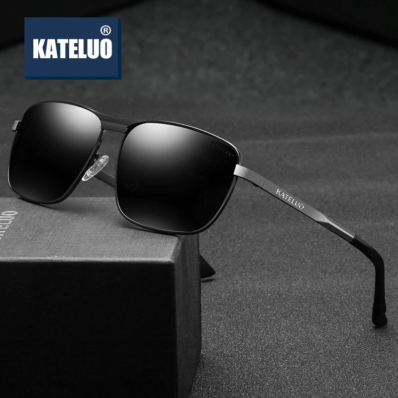 [พร้อมกล่อง] Kateluo 63728 แว่นตากันแดด เลนส์โพลาไรซ์ ป้องกันรังสี UV400 แบรนด์แฟชั่น เดินทาง ขับรถ สําหรับผู้ชาย และผู้หญิง