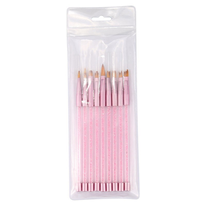 9Pcs Brush for Acrylic Powder Extension Gel Brush Art Liner Brush and Dotting Pen for Salon