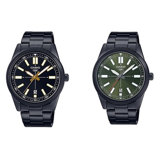 CASIO นาฬิกาข้อมือผู้ชาย สายสแตนเลส สีดำ รุ่น MTP-VD02B,MTP-VD02B-1E,MTP-VD02B-3E